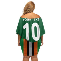 Custom Ivory Coast National Football Family Matching Off Shoulder Short Dress and Hawaiian Shirt Les Elephants-Striped Sport Style - Wonder Print Shop