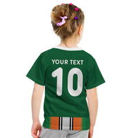 Custom Ivory Coast National Football Kid T Shirt Les Elephants-Striped Sport Style - Wonder Print Shop
