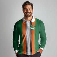 Custom Ivory Coast National Football Long Sleeve Polo Shirt Les Elephants-Striped Sport Style - Wonder Print Shop