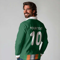 Custom Ivory Coast National Football Long Sleeve Polo Shirt Les Elephants-Striped Sport Style - Wonder Print Shop