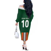 Custom Ivory Coast National Football Off The Shoulder Long Sleeve Dress Les Elephants-Striped Sport Style - Wonder Print Shop
