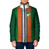 Custom Ivory Coast National Football Padded Jacket Les Elephants-Striped Sport Style - Wonder Print Shop