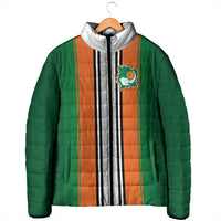 Custom Ivory Coast National Football Padded Jacket Les Elephants-Striped Sport Style - Wonder Print Shop