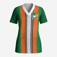 Custom Ivory Coast National Football Scrub Top Les Elephants-Striped Sport Style - Wonder Print Shop