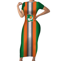 Custom Ivory Coast National Football Short Sleeve Bodycon Dress Les Elephants-Striped Sport Style - Wonder Print Shop