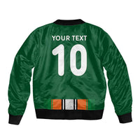 Custom Ivory Coast National Football Sleeve Zip Bomber Jacket Les Elephants-Striped Sport Style - Wonder Print Shop