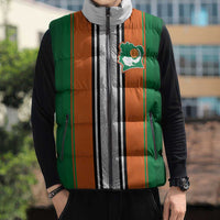 Custom Ivory Coast National Football Sleeveless Puffer Jacket Les Elephants-Striped Sport Style - Wonder Print Shop