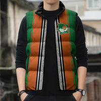 Custom Ivory Coast National Football Sleeveless Puffer Jacket Les Elephants-Striped Sport Style - Wonder Print Shop