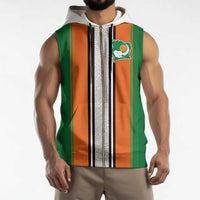 Custom Ivory Coast National Football Sleeveless Zip Hoodie Les Elephants-Striped Sport Style - Wonder Print Shop