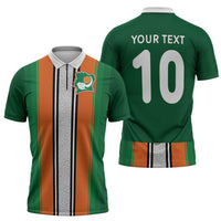 Custom Ivory Coast National Football Zipper Polo Shirt Les Elephants-Striped Sport Style - Wonder Print Shop