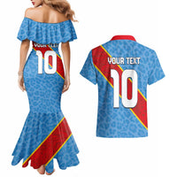 Custom DR Congo National Football Couples Matching Mermaid Dress and Hawaiian Shirt Leopards Power - Wonder Print Shop