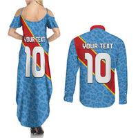 Custom DR Congo National Football Couples Matching Summer Maxi Dress and Long Sleeve Button Shirt Leopards Power - Wonder Print Shop