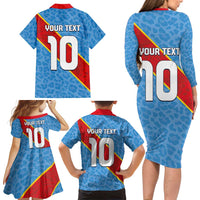 Custom DR Congo National Football Family Matching Long Sleeve Bodycon Dress and Hawaiian Shirt Leopards Power - Wonder Print Shop