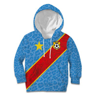 Custom DR Congo National Football Kid Hoodie Leopards Power - Wonder Print Shop