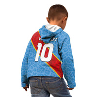 Custom DR Congo National Football Kid Hoodie Leopards Power - Wonder Print Shop
