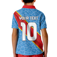 Custom DR Congo National Football Kid Polo Shirt Leopards Power - Wonder Print Shop