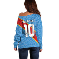Custom DR Congo National Football Off Shoulder Sweater Leopards Power - Wonder Print Shop