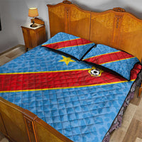 DR Congo National Football Quilt Bed Set Leopards Power - Wonder Print Shop
