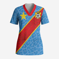 Custom DR Congo National Football Scrub Top Leopards Power - Wonder Print Shop