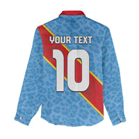Custom DR Congo National Football Women Casual Shirt Leopards Power - Wonder Print Shop