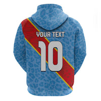 Custom DR Congo National Football Zip Hoodie Leopards Power - Wonder Print Shop
