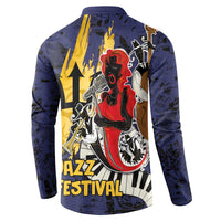 Barbados Jazz Festival - Abstract Jazz Art Button Sweatshirt - Wonder Print Shop