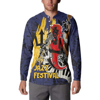Barbados Jazz Festival - Abstract Jazz Art Button Sweatshirt - Wonder Print Shop