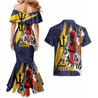 Barbados Jazz Festival - Abstract Jazz Art Couples Matching Mermaid Dress and Hawaiian Shirt