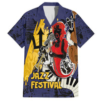 Barbados Jazz Festival - Abstract Jazz Art Family Matching Off The Shoulder Long Sleeve Dress and Hawaiian Shirt