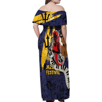 Barbados Jazz Festival - Abstract Jazz Art Family Matching Off Shoulder Maxi Dress and Hawaiian Shirt - Wonder Print Shop