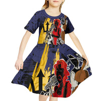Barbados Jazz Festival - Abstract Jazz Art Kid Short Sleeve Dress - Wonder Print Shop