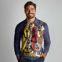 Barbados Jazz Festival - Abstract Jazz Art Long Sleeve Polo Shirt - Wonder Print Shop