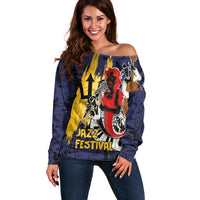 Barbados Jazz Festival - Abstract Jazz Art Off Shoulder Sweater - Wonder Print Shop