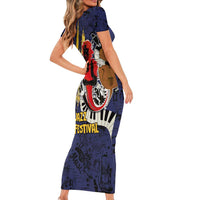 Barbados Jazz Festival - Abstract Jazz Art Short Sleeve Bodycon Dress - Wonder Print Shop