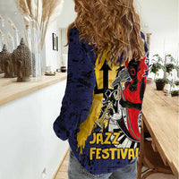 Barbados Jazz Festival - Abstract Jazz Art Women Casual Shirt - Wonder Print Shop