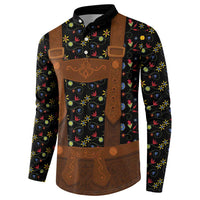 Traditional German Costume - Lederhosen Button Sweatshirt Folk Floral Pattern Style - Wonder Print Shop