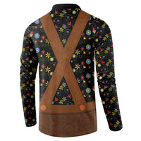 Traditional German Costume - Lederhosen Button Sweatshirt Folk Floral Pattern Style - Wonder Print Shop