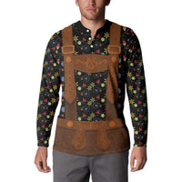 Traditional German Costume - Lederhosen Button Sweatshirt Folk Floral Pattern Style - Wonder Print Shop