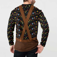 Traditional German Costume - Lederhosen Button Sweatshirt Folk Floral Pattern Style - Wonder Print Shop