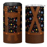 Traditional German Costume - Lederhosen 4 in 1 Can Cooler Tumbler Folk Floral Pattern Style - Wonder Print Shop