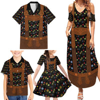 Traditional German Costume - Lederhosen Family Matching Summer Maxi Dress and Hawaiian Shirt Folk Floral Pattern Style - Wonder Print Shop
