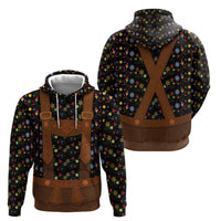 Traditional German Costume - Lederhosen Hoodie Folk Floral Pattern Style - Wonder Print Shop