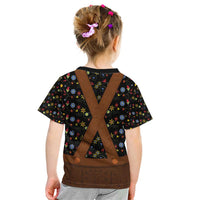 Traditional German Costume - Lederhosen Kid T Shirt Folk Floral Pattern Style - Wonder Print Shop
