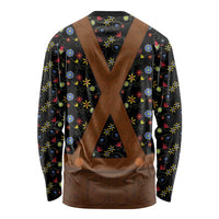 Traditional German Costume - Lederhosen Long Sleeve Shirt Folk Floral Pattern Style - Wonder Print Shop