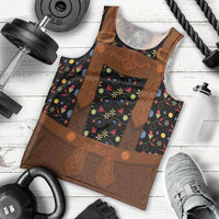 Traditional German Costume - Lederhosen Men Tank Top Folk Floral Pattern Style - Wonder Print Shop