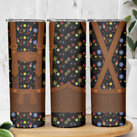 Traditional German Costume - Lederhosen Skinny Tumbler Folk Floral Pattern Style - Wonder Print Shop