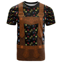 Traditional German Costume - Lederhosen T Shirt Folk Floral Pattern Style - Wonder Print Shop