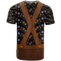 Traditional German Costume - Lederhosen T Shirt Folk Floral Pattern Style - Wonder Print Shop