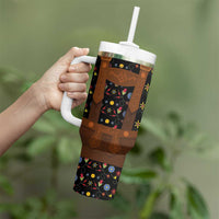 Traditional German Costume - Lederhosen Tumbler With Handle Folk Floral Pattern Style - Wonder Print Shop