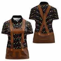 Traditional German Costume - Lederhosen Women Polo Shirt Folk Floral Pattern Style - Wonder Print Shop